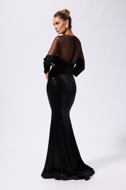 rochie tip sirena din catifea cu paiete