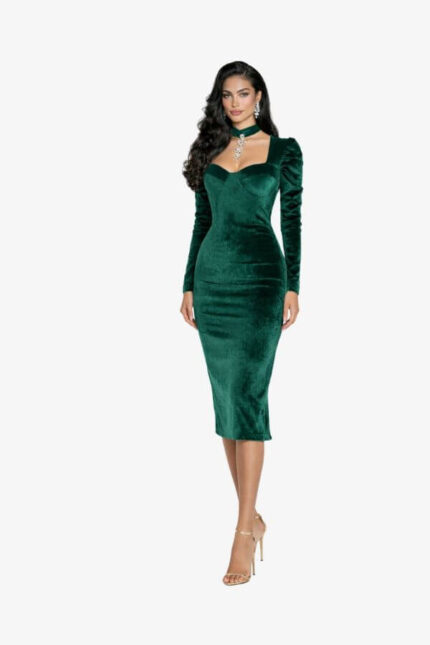 rochie de seara verde smarald din catifea mulata