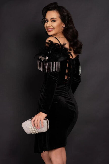 rochie catifea de lux cu decolteu inima