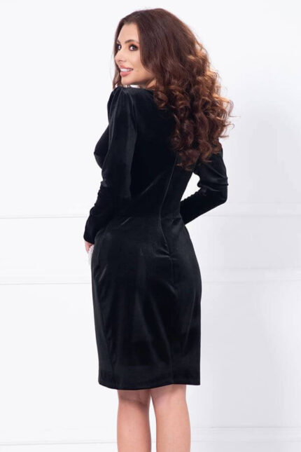 rochie scurta neagra din catifea de seara